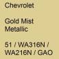 Preview: Chevrolet, Gold Mist Metallic, 51 / WA316N / WA216N / GAO.